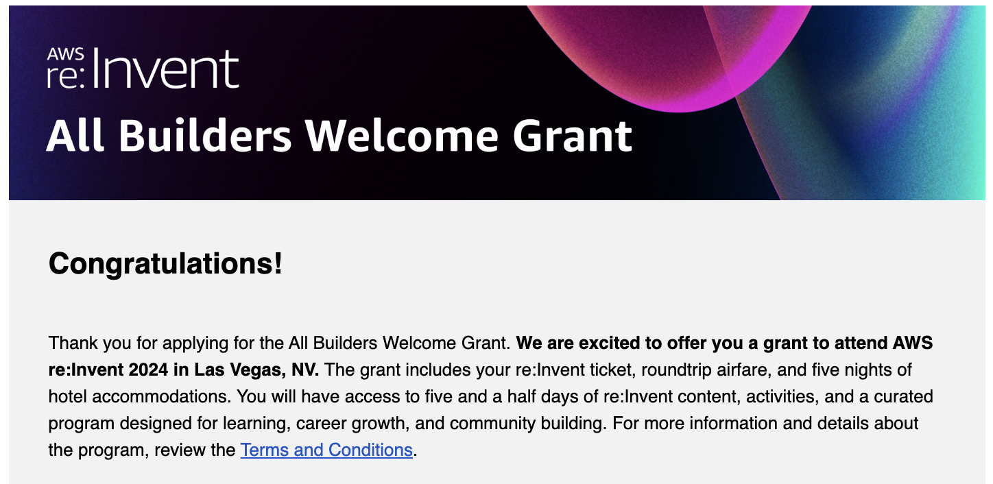 All Builders Welcome Grant acceptance email
