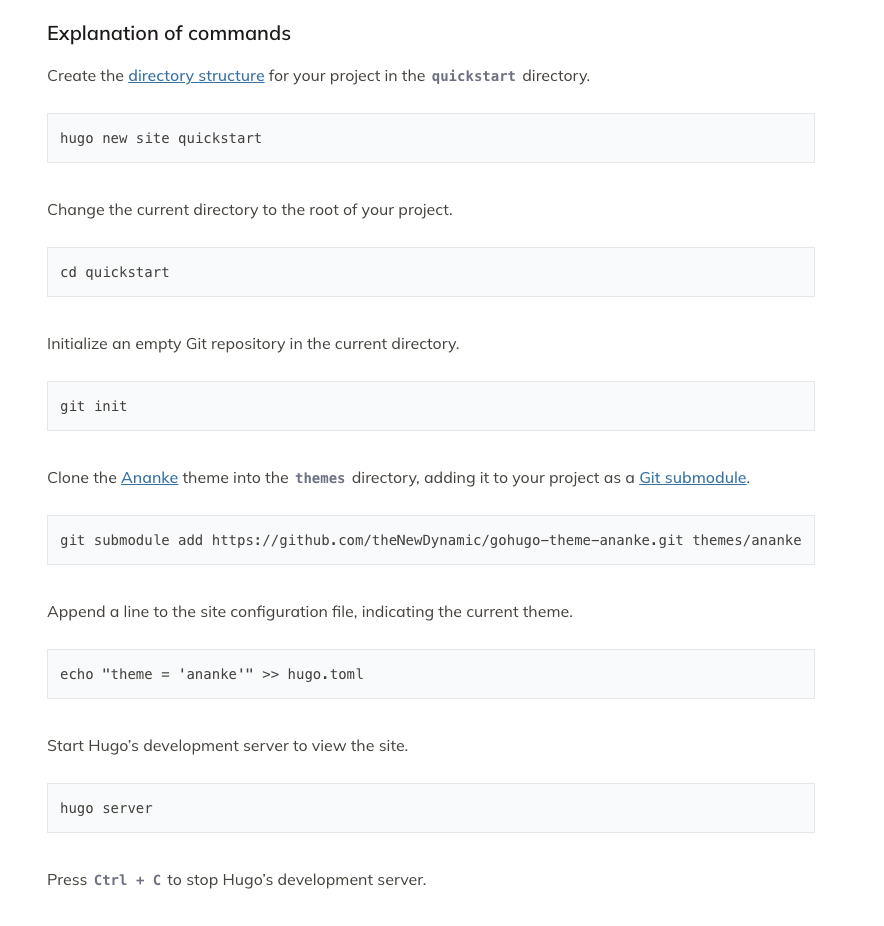 Hugo commands explanation